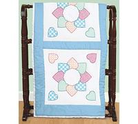 Jack Dempsey Stamped White Quilt Blocks, Patchwork Hearts (Pack of 6)