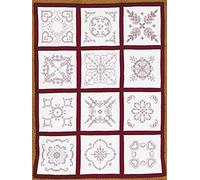 Jack Dempsey Stamped White Sampler Blocks, Vintage Revival Quilt (Pack of 12)