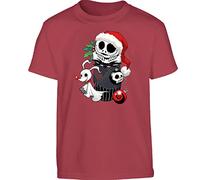 Jack Face Boys T-Shirt Merry Christmas 2025 Jack Skellington Face Nightmare Before Horor Scary Movie Unisex Girl Kids Gift Tshirt Printed Design Red Youth X-Large (Age 12-13)