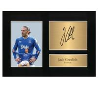 Jack Grealish Everton Autograph Mounted Print - A4 Size Reproduction Signature Display - Brushed Gold Metal Effect Plaque - Premium Football Memorabilia for Fans No179