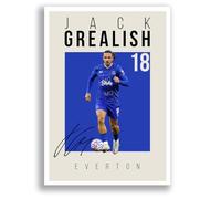 Jack Grealish Everton Signed Photo Poster Print Picture Display Framed Autograph Memorabilia for Football Fans Gift England (A3 Poster Only Cream)