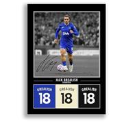 Jack Grealish Everton Signed Photo Poster Print Picture Display Framed Autograph Memorabilia for Football Fans Gift England (A4 poster Only Black)