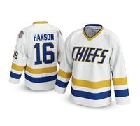 Jack Hanson #16 Charlestown Chiefs Hockey Jersey - Slap Shot-Inspired Throwback, Stitched Letters, Sizes S-5XL, White, M