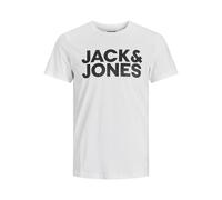 JACK & JONES Men's Logo Tee Plus Size Crew Neck Short Sleeve Oversized T-Shirt JJECORP, Colours:White, Size:8XL