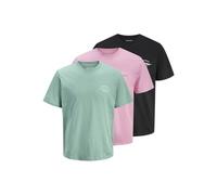 JACK & JONES 3 Pack Mens Crew Neck Short Sleeve T Shirts Cotton Casual Regular Fit Tees Multipack