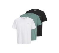 JACK & JONES 3 Pack Mens Plain Crew Neck Short Sleeve T Shirts Regular Fit Cotton Summer Casual Tee Tops Mineral Blue