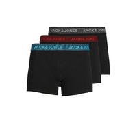JACK & JONES Men's Jacwaistband Trunks 3 Pack Noos Boxer Shorts, Grey (Asphalt Detail:hawaian Ocean Fiery Red), Medium