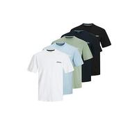 Jack & Jones Big Tall 5-Pack Script Chest Logo T-Shirt, Chambray Blue, Size 5Xl, Men Chambray Blue