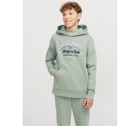 Jack & Jones Boys and Logo Print Hooded Neck Regular Fit Sweatshirt in Iceberg Green - Size 8Y