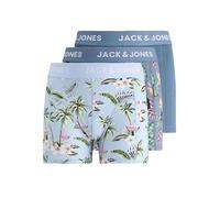 JACK & JONES Boy's Jacflower Bird Trunks 3 Pack Jnr Sn Boxer Shorts, Chambray Blue/Pack:oceanview-Oceanview, 128