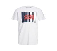 JACK & JONES Boys’ Logo T-Shirt, Short Sleeve Crew Neck Cotton Top - White Colour, Kids’ Tee, UK Size 164 cm