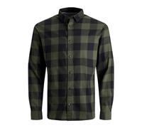JACK & JONES Boys Long Sleeve Check Shirt Button Down 100% Cotton Casual Regular Fit Shirts for Kids, Green Colour, Size- 8 Years
