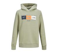 JACK & JONES Boys Pullover Hoodie Logo Printed Warm Hooded Sweat Top Oil Green 10 Years