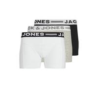 Jack & Jones Junior Boys Sense 3 Pack Trunks, White/Grey/Black, Size Age: 14 Years White/Grey/Black