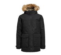 JACK & JONES Boys Warm Parka Jacket Kids Faux Fur Hooded Long Sleeve Outdoor, Black Colour, UK Size 8 Years