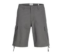 JACK & JONES Cargo Shorts, 100% Cotton Combat Knee Length Half Pants for Summer Outdoor Shorts for Men UK, Castlerock Colour, Size - L Dark Grey