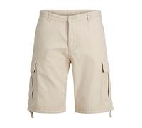 JACK & JONES Cargo Shorts, 100% Cotton Combat Knee Length Half Pants for Summer Outdoor Shorts for Men UK, Moon Beam Colour, Size - S Off-White