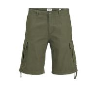 JACK & JONES Cargo Shorts, 100% Cotton Combat Knee Length Half Pants for Summer Outdoor Shorts for Men UK, Olive Night Colour, Size - M