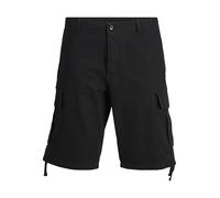 JACK & JONES Cargo Shorts, 100% Cotton Combat Knee Length Half Pants for Summer Outdoor Shorts for Men UK, Black Colour, Size - S