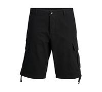 JACK & JONES Cargo Shorts, 100% Cotton Combat Knee Length Half Pants for Summer Outdoor Shorts for Men UK, Black Colour, Size - M