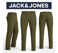 Jack & Jones Cargo Trousers Olive Green 31W Reg 32L Mens New With Tags Wide Fit