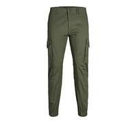 JACK & JONES Cargo Trousers, Slim Fit, Forest Green, 34W x 30L