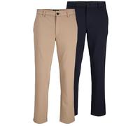 JACK & JONES Chino Trousers Men's Regular Fit - Chino Trousers Men in Pack of 2 Made of Recycled Polyester - Classic Performance Pants Men's Trousers with Stretch, Mid Rise, Turn-Up Hem, Blazer navy