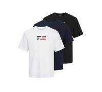 JACK & JONES Corp Graphic T-Shirt 3 Pack Short Sleeve -Sky Captain/Black/White-X-Large