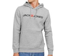 JACK & JONES Men's Jjecorp Logo Sweat Hood Noos Hoodie, Grey (Light Melange Detail:Reg Fit - Melange), X-Large