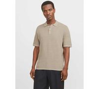 JACK & JONES Cotton Rich Textured Polo Shirt Beige