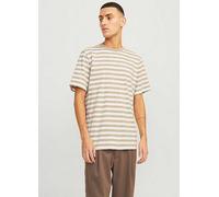 Jack & Jones Crew Neck Stripe T-Shirt Beige Stripe