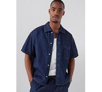 Jack & Jones Denim Short Sleeve Shirt, Blue Denim, Size S, Men Blue Denim