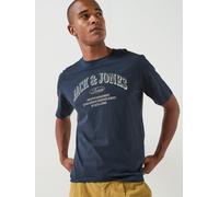 Jack & Jones Denver Logo T-shirt, Navy, Size S, Men Navy