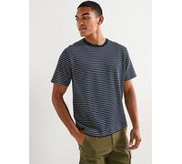 Jack & Jones Dover Striped Short Sleeve T-Shirt, Navy Blazer, Size S, Men Navy Blazer