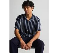 Jack & Jones Enzo Stripe Resort Shirt, Sky Captain, Size M, Men Ky Captain