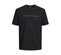 JACK & JONES Essential Tee Logo Print Short Sleeve Crewneck Top Plus Size Oversize JJESTAR, Colours:Black, Size:XXL