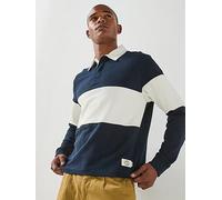 Jack & Jones Frederiksberg Blocking Rugby Sweat Polo Shirt, Sky Captain, Size S, Men Ky Captain