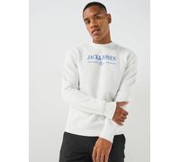 Jack & Jones Frederiksberg Logo Crew Neck Sweatshirt, Bright White, Size Xl, Men Bright White