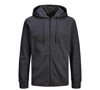JACK & JONES Herren JJEBASIC Sweat Zip Hood, Dark Grey Melange/REG, XXXL