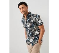 Jack & Jones Honolulu Aop Printed Short Sleeve Shirt, Black, Size L, Men Black