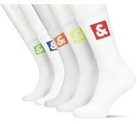 JACK & JONES Men's Jacdan Logo Tennis Socks Pack of 5, Exuberance/Pack: Bittersweet-Jasmine Green-Nautical Blue-Love Bird, One Size
