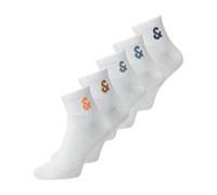 JACK & JONES Men's Jacmike Short Tennis Socks Pack of 5, White/Pack: White, White, White, One Size