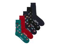 Jack & Jones Men's JACXMAS 5-Pack Xmas Wrapping Socks Navy One Size
