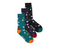 Jack & Jones JACXMAS TREE Socks Christmas/ Xmas Giftbox 3 Pack - Navy/Black