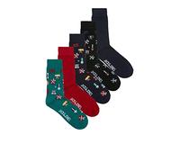 JACK & JONES JACXMAS WRAPPING SOCKS 5 PACK, Navy blazer/pack: aventurine - black - navy blazer - Rio red, One Size