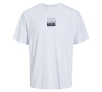 JACK & JONES Men's Jcoedition Berlin Tee SS Crew Neck T-Shirt, Marshmallow/Print: Cactus, XS