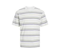 JACK&JONES JCOLOTUS Stripe Tee SS Crew Neck, White/Stripes: Desert/Blue/Lime, S