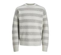 JACK & JONES Men's Jcospace Knit Crew Neck Sn Jumper, High-Rise/Stripes: Gargoyle, X-Small