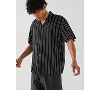 Jack & Jones Jeff Stripe Resort Shirt - Black, Black, Size M, Men Black