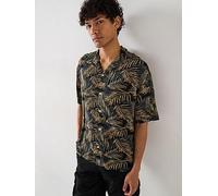 Jack & Jones Jeff Tropical Print Resort Shirt - Black, Black, Size 2Xl, Men Black